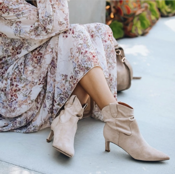 Tan Suede Heeled Booties